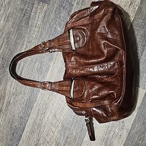 B Makowsky Chestnut Leather Hand Bag